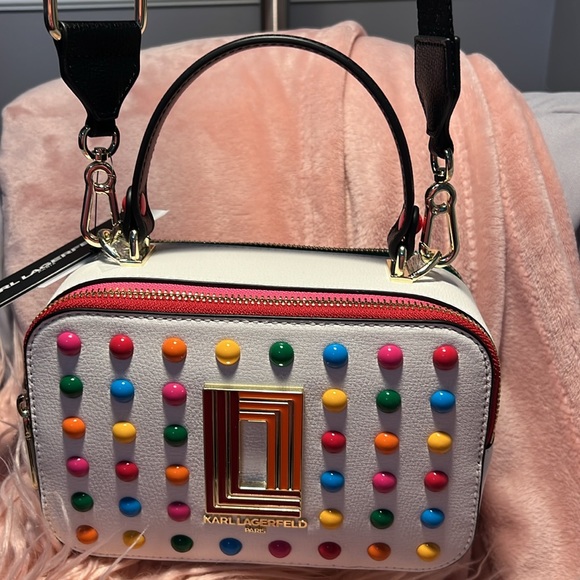 🍭🍬Karl Lagerfeld Simone Crossbody multi color candy dot bag Maybelle Choupette - Picture 3 of 5